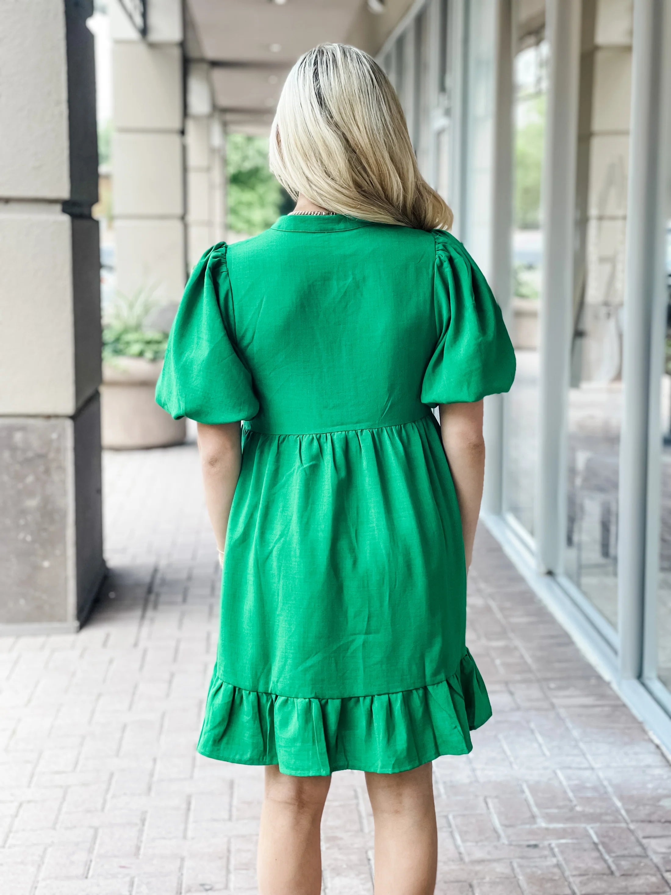 Puff Sleeve Flutter Dress