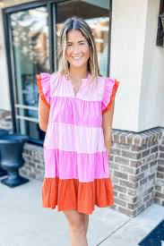 Molly Color Blocked Tiered Dress