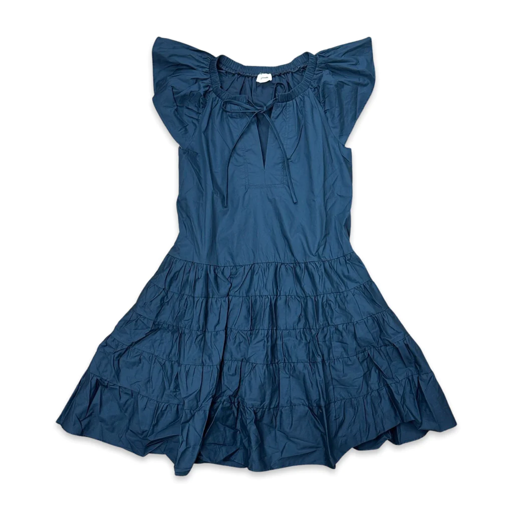 Atlanta Navy Flutter Sleeve Tiered Dress