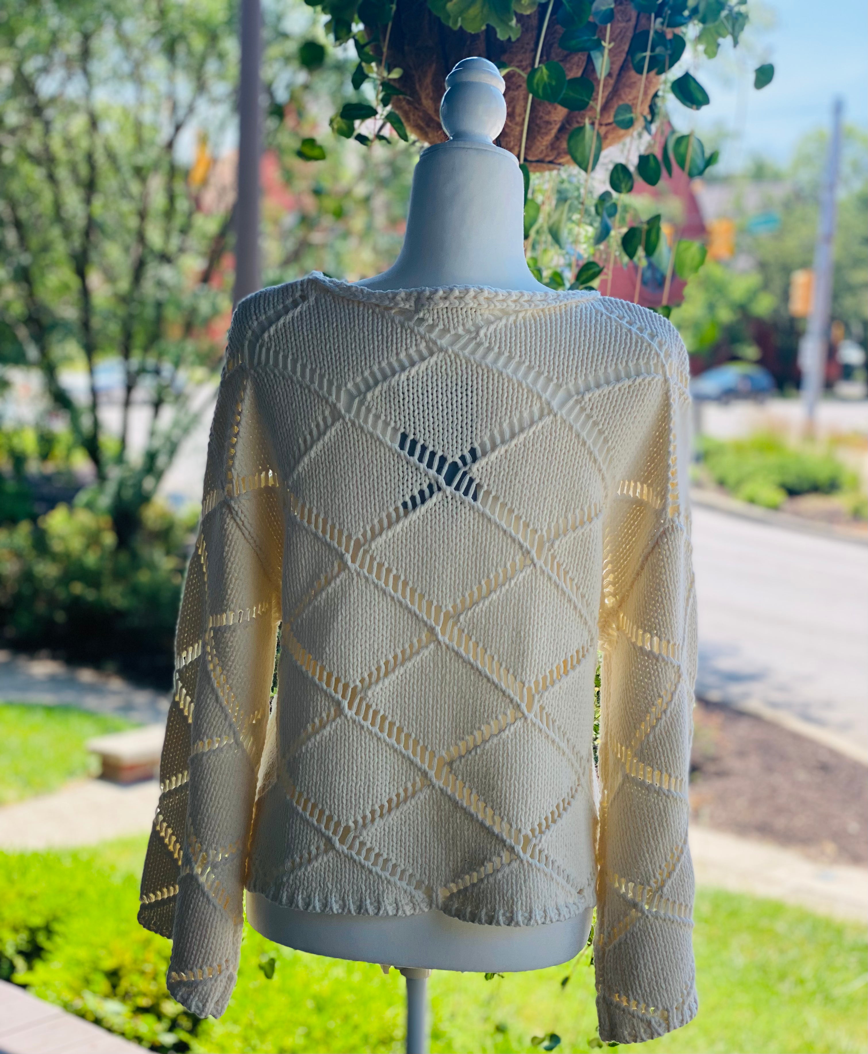 Cream Diamond Pattern Sweater