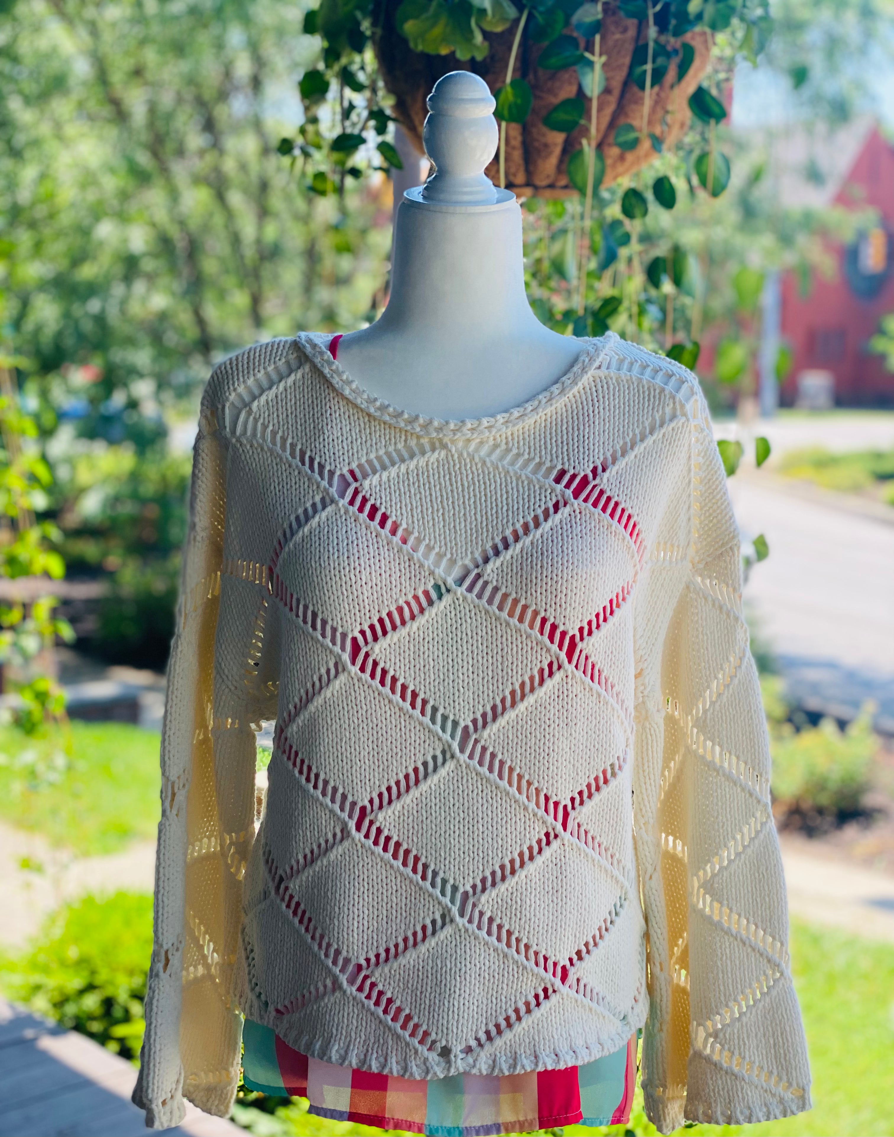 Cream Diamond Pattern Sweater