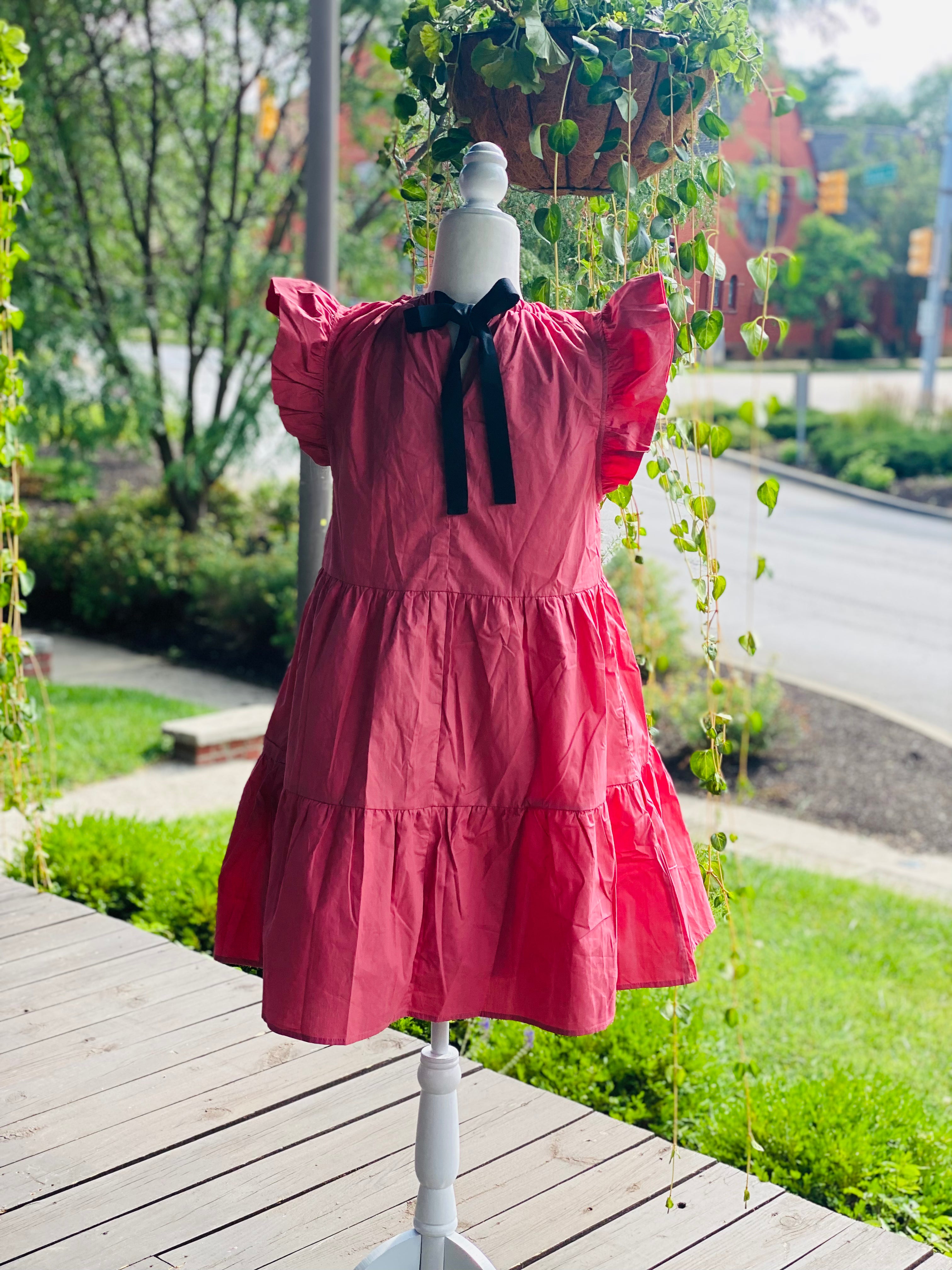 Mavis Flutter Sleeve Bow Tie Dress