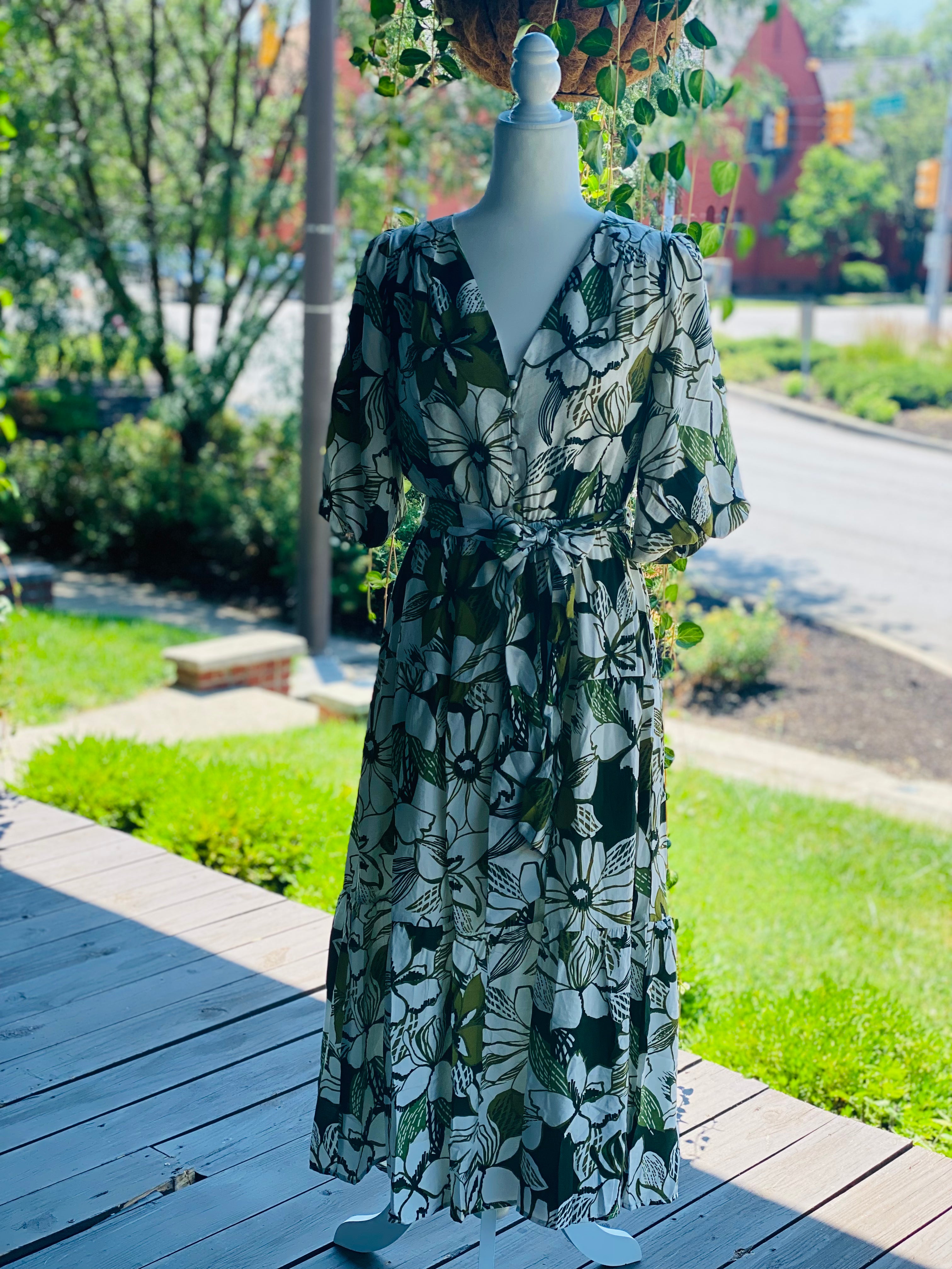 Libby Greenery Garden Midi Dress