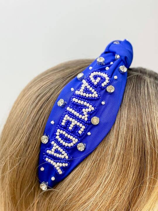 Game Day Embellished Headband - Blue & White