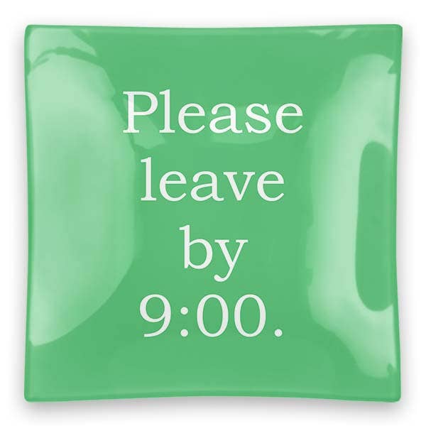 Please Leave Square Glass Trinket Tray